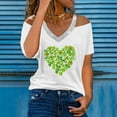 CQONEPT Clearance V Neck Shirts for Women St Patrick's Day Off Shoulder