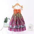 thumbnail image 2 of LUOGENLI Dresses for Girls 8-10 Party Girl's Summer Boho Strap Tiered Maxi Cute Vacation Dresses Dresses for Girls 12-14 Trendy Girls Dresses Orange 4-5 Years, 2 of 4