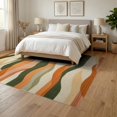 thumbnail image 3 of ODIKA Orange Retro Burnt Swirl Abstract Wavy Stripe Decorative Creamy for Queen Size Bedroom, Under Bed, Master Suite, Foldable Easy Care, 3 of 7