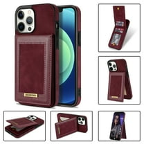 Dteck Wallet Case for Apple iPhone 13 Pro Max with Card Holder for Women Shockproof PU Leather Card Slot Kickstand Cover, Winered