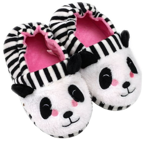 OFFIGAM 1Pair Comfortable Panda Plush Slippers Soft Sole Elastic Indoor Shoes