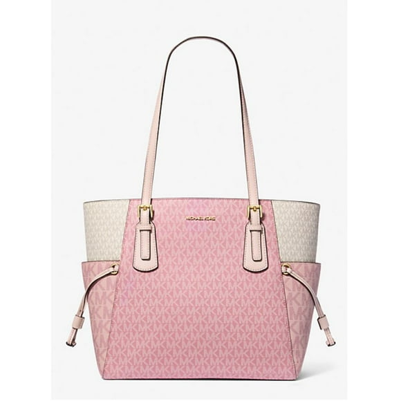 Michael Kors Bolso Tote Grande Voyager para Mujer con Logo de la Firma y Diseño en Bloques de Color (Rubor Empolvado Multicolor) 35S5GV6T7B-Pinkmulti