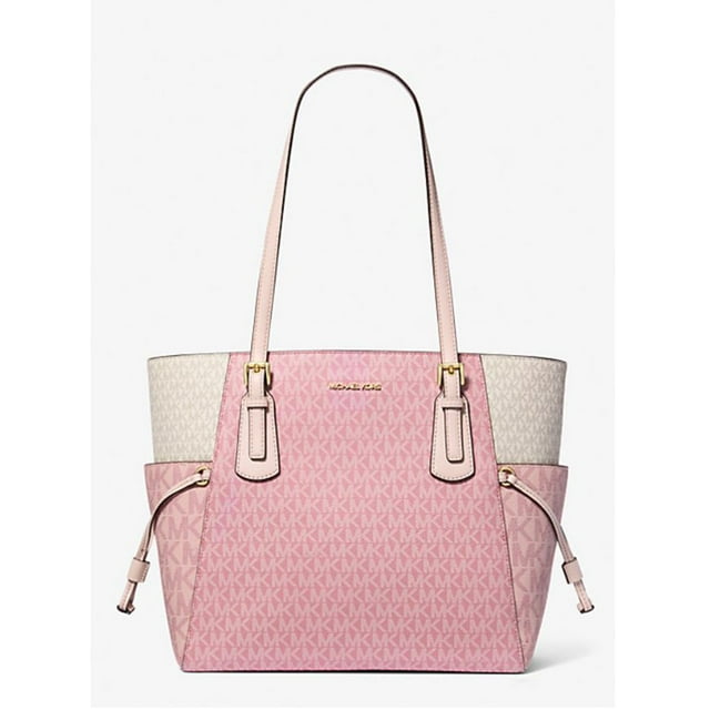 Michael Kors Bolso Tote Grande Voyager para Mujer con Logo de la Firma y Diseño en Bloques de Color (Rubor Empolvado Multicolor) 35S5GV6T7B-Pinkmulti