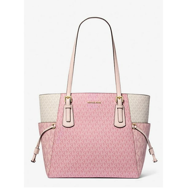 Michael Kors Bolso Tote Grande Voyager para Mujer con Logo de la Firma y Diseño en Bloques de Color (Rubor Empolvado Multicolor) 35S5GV6T7B-Pinkmulti