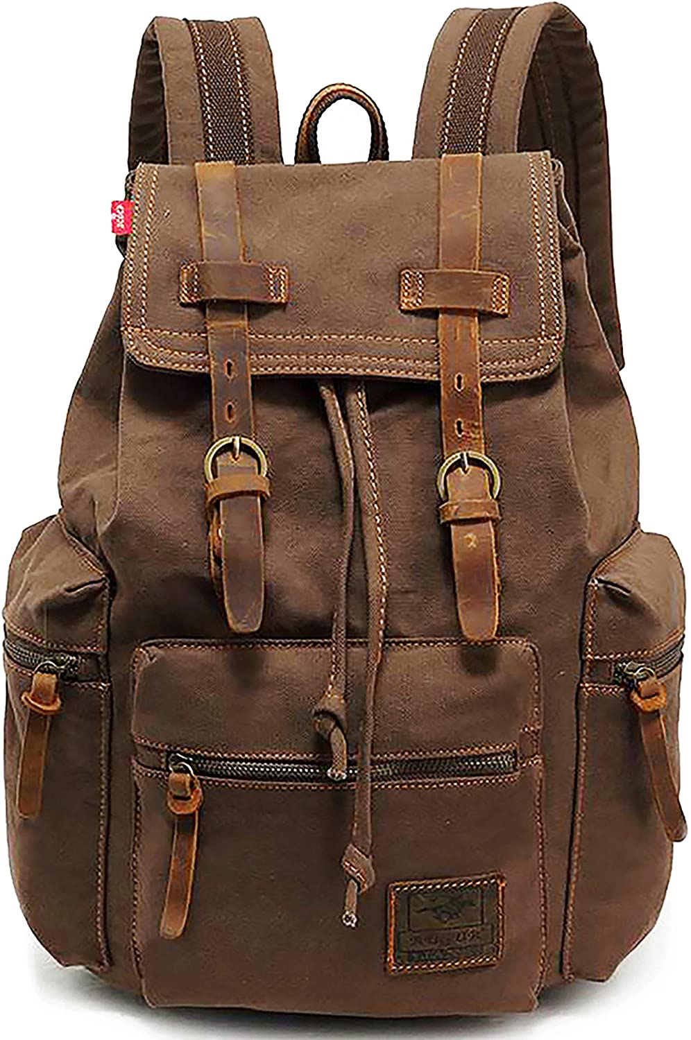 High Capacity Vintage Travel Canvas Leather Backpack School Bag for Men,Computers Laptop Backpacks Rucksack,Shoulder Camping Hiking Backpacks Bookbag 14" Laptop for Men Women - image 1 of 9