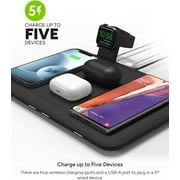 mophie 4-in-1 Wireless Charging Mat for Apple iPhone AirPods & Watch Samsung Galaxy Google Pixel and all Qi-Enabled Devices Additional USB-A Port Intuitive Design Includes Apple Watch Adapter
