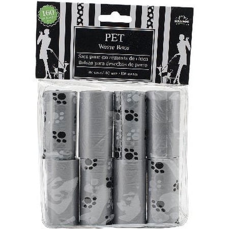 Nandog Waste Bag Replacements 8/Pkg-Gray/Black Paws, Pk 2, Nandog Pet Gear