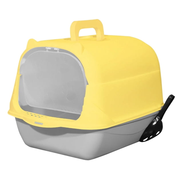 Caja de arena para gatos De Mano Perfecl Gris Amarillo Portátil Cerrada Fácil de Limpiar Extraíble