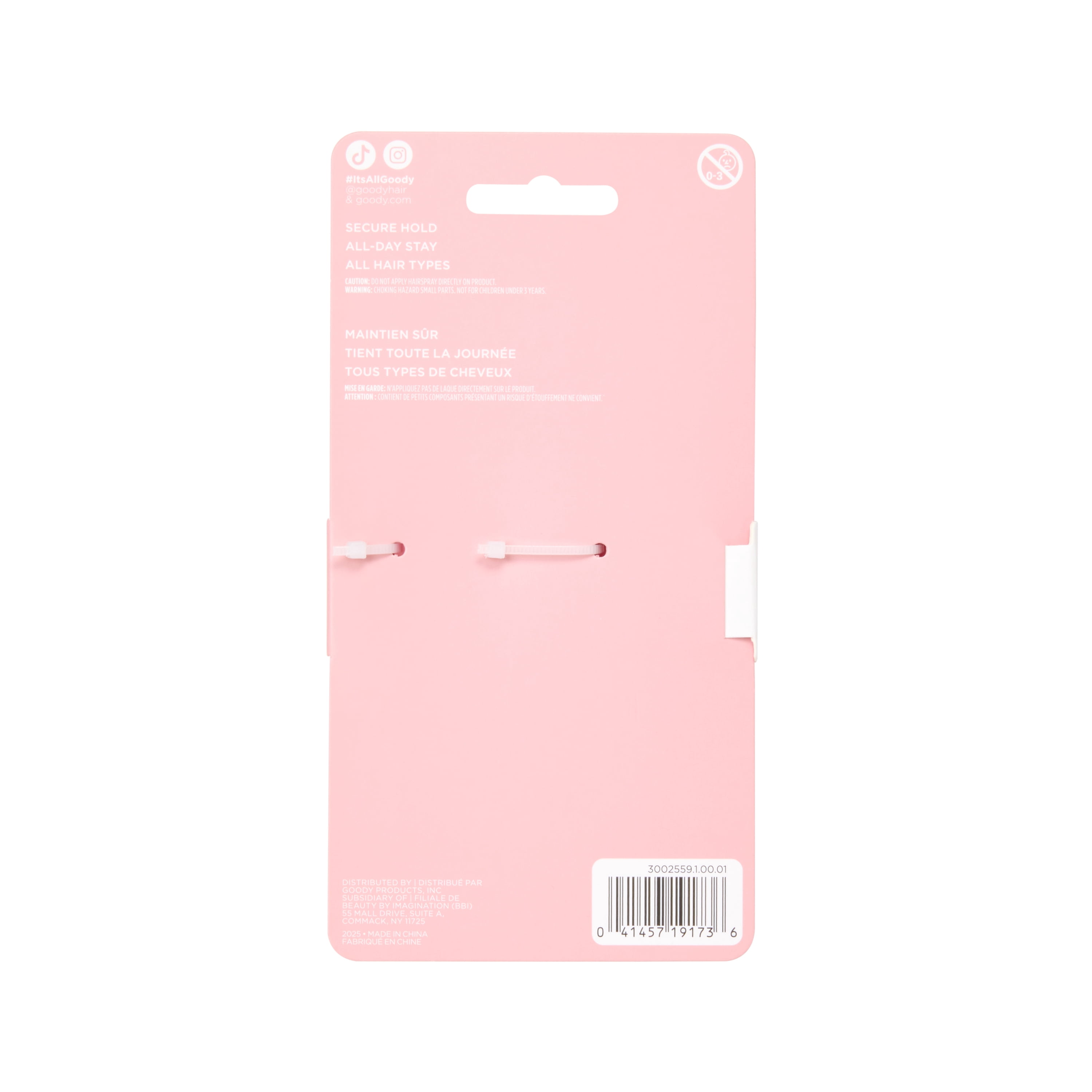 Goody Luxe Puffer Bow, Frosty Ice Pink, Quilted SlideProof Hair Claw Clip