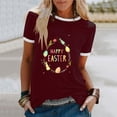 thumbnail image 2 of JeashCHAT Easter Tshirt for Women Easter Bunny Rabbit Egg Print Women Summer Sexy Happy Easter Print Regular Women Round Neck Short Sleeves Top, 2 of 5
