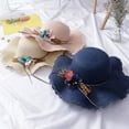 thumbnail image 3 of Fashion Sun Hat Girl Summer Floral Design Topwoner Beach Straw Hat Flat Cap, 3 of 7