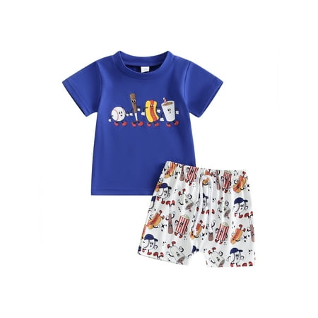 

Thaisu 0-3T 2pcs Baby Boys Girls Summer Outfits Set Short Sleeve Letter Print T-Shirt Tops + Baseball Print Shorts