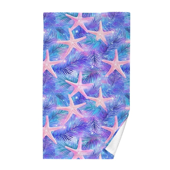 Yayeee 100% Cotton Hand Towels for Bathroom 16" x 28" Soft Absorbent Kitchen Towel, Pink Starfish Pattern