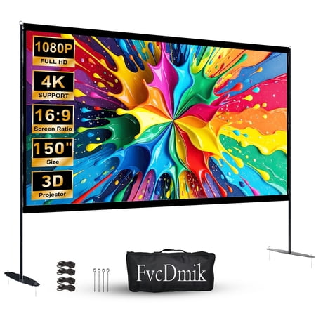 150 Inch Projector Screen 4K Ultra HD Wrinkle-Free Projection Screen with 160° Wide Viewing Angle  Perfect for Ball Games Sports Matches TV Shows Movies & Indoor