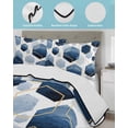 thumbnail image 4 of Navy Blue Marble Summer Quilt Set Twin XL Size,Soft Quilted Bedding Set with 2 Pillow Shams,Gold White Geometric Hexagon Modern Lightweight All Season Bedspread Coverlet for Bedroom 68"x98", 4 of 6