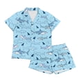 thumbnail image 4 of Garronmavis Cartoon Sharks Pajama Set for Women Summer Short Sleeve Pjs Set Comfy Lounge Set Notch Collar Sleepwear with Pockets, 4 of 7