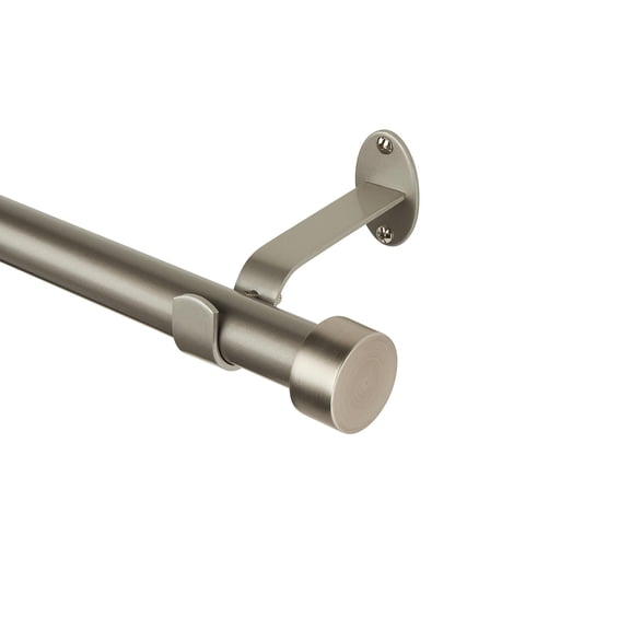 Elrene Home Fashions Serena Single Curtain Rod with Contemporary Cap Finial, Antique Pewter, 28" x 48"
