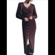 thumbnail image 3 of Vestido Midi de Punto Acanalado para Mujer, Estilo Informal, Cuello en V, Larga, Ajustado, para Otoño de 2025 Marrón L, 3 of 8