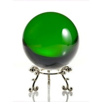 Amlong Crystal Green Crystal Ball 60mm (2.3 in.) with Silver Flower Stand and Gift Box