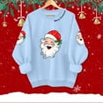 thumbnail image 4 of TTUHYWXI Retro Santa Sweatshirt for Women Vintage Christmas Fleece Linend Sweaters Crewneck Oversized Long Sleeve Tops (Sky Blue, XXL), 4 of 7