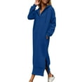 thumbnail image 2 of Neewe Women's Long Fleece Fall Sweatshirt Warm Hoodie Dress Pullover Plus Size with Pocket, 2 of 7