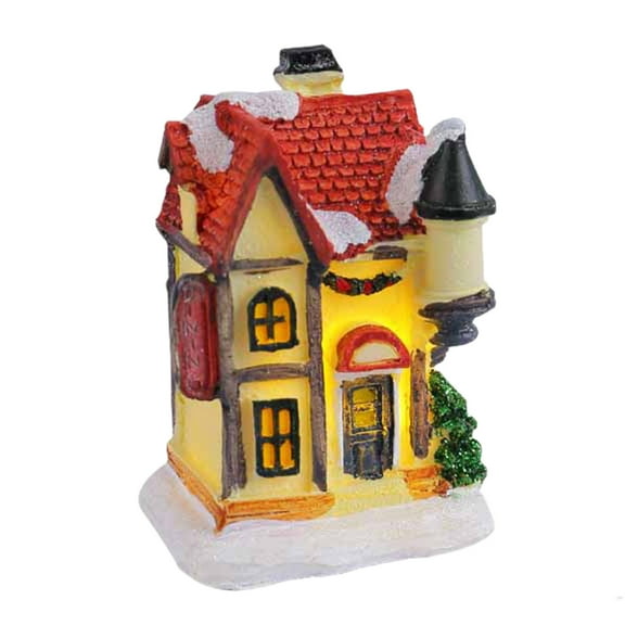 FeiFu Christmas Colored Light Up Small Houses Festive Decoration with Glowing Feature Ideal for Home Tabletop Mantel Shelf Display for Living Room Bedroom and Christmas Party Decor