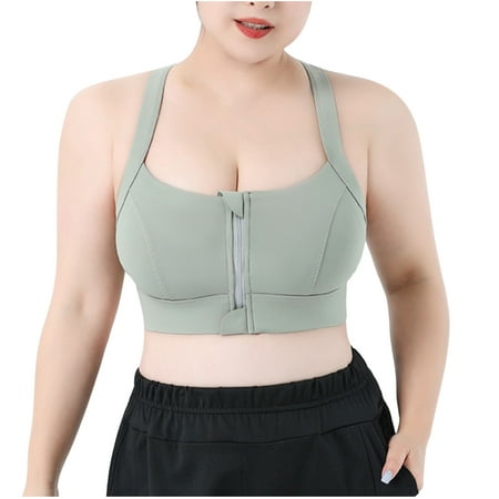 

SOOMLON Sexy Sports Bras for Women Color Matching Front Zipper Sports Bra Shockproof High Strength Yoga Running Beautiful Vest Summer Bra Comfortable Bras Green XXXXL