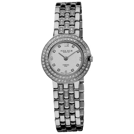 Akribos XXIV Women's Swiss Quartz Diamond Stainless Steel Silver-Tone Bracelet Watch