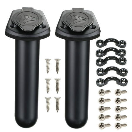 BESTSKY 2 Pack Kayak Deck Flush Mount Fishing Rod Holders and Cap Cover for Boat Canoe and Tackle Accessory Tool