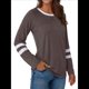 thumbnail image 3 of Camisetas de Larga para Mujer, Camisetas Casuales con Cuello Redondo y Bloques de Color, Ropa de Moda de Otoño, Conjuntos Modernos Color Café XL, 3 of 8