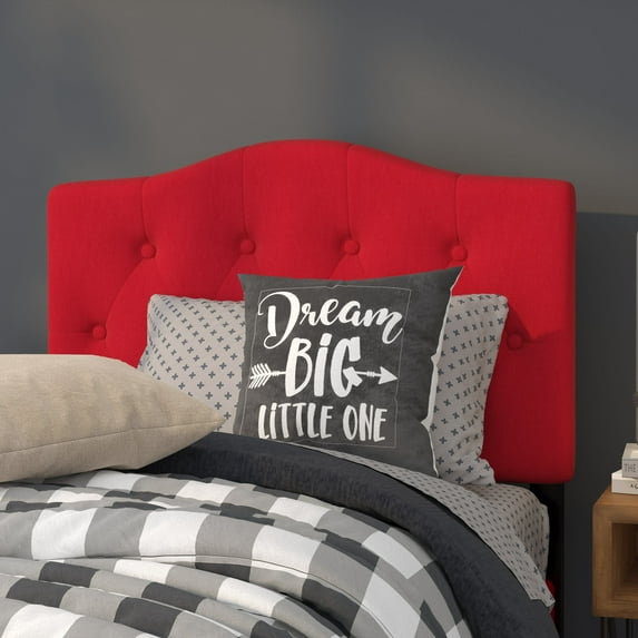 Emma + Oliver Arched Button Tufted Upholstered Twin Size Headboard in Red Fabric