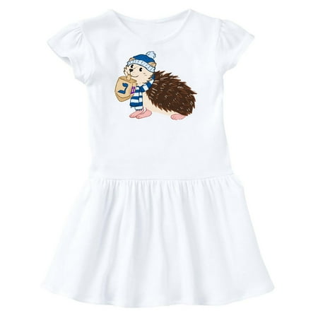 

Inktastic Hanukkah Hedgehog in Scarf and Hat in Dreidel Gift Toddler Girl Dress