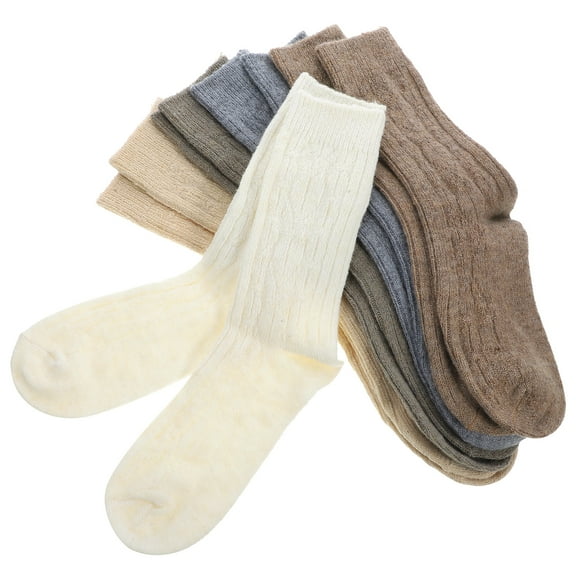 5 Pairs Fleece Socks for Girls Women's Stockings Boot Cozy Crew Cotton Bootie Miss