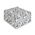 thumbnail image 1 of Grey Rectangle Pouf, Abstract Leaves on Vines Pattern Modern Nature with the Organic Line Forms Print, Foot Stool for Living Room Office Ottoman with Cover, 25", Grey and White, by Ambesonne, 1 of 4