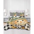 thumbnail image 2 of Quilts Queen Size Bedding Set, Thanksgiving Reversible Summer Quilt 3 Pieces, Fall Scarecrows Pumpkin Daisy Buffalo Plaid Lightweight Bedspreads Coverlets with 2 Pillow Shams for All Seasons, 2 of 5