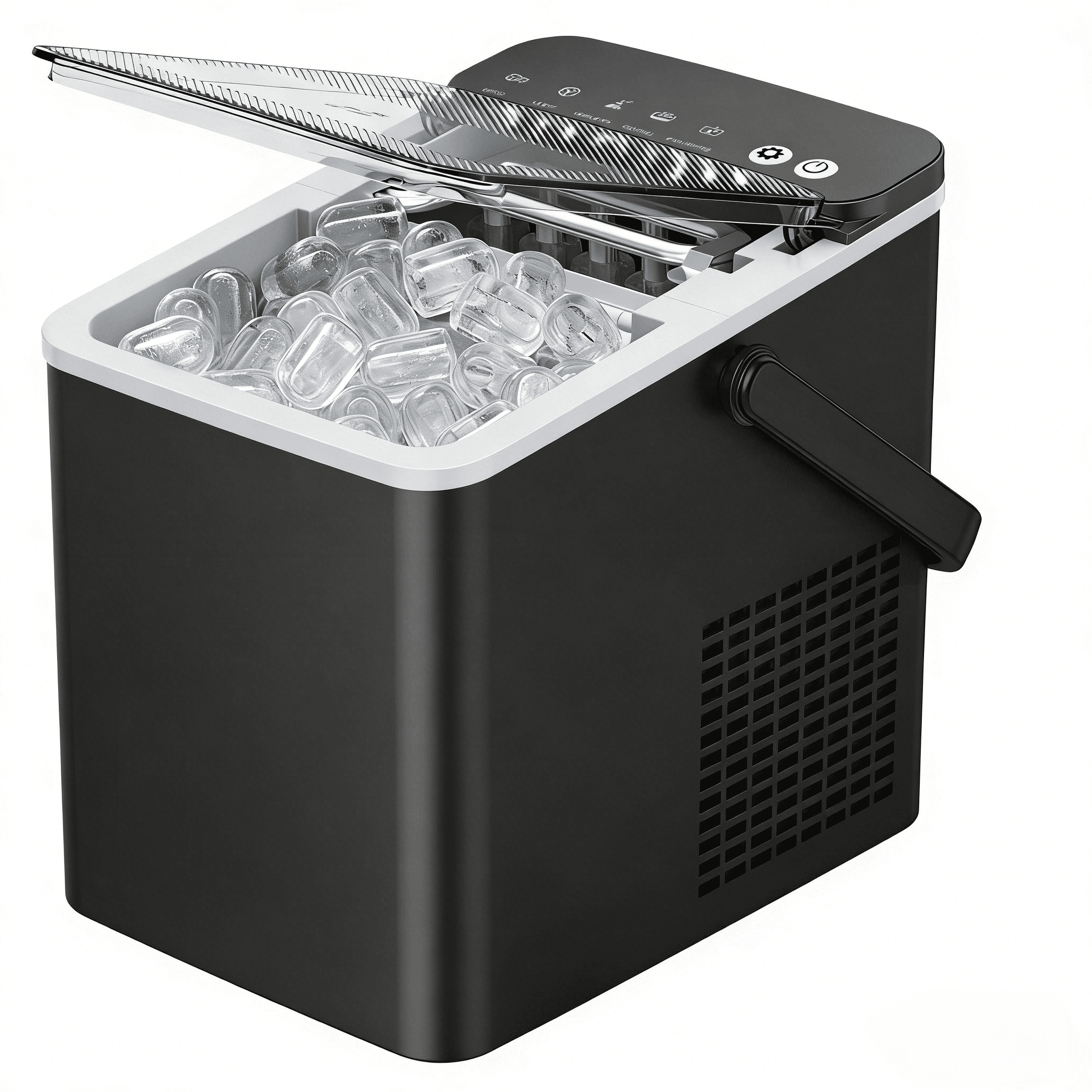 SIMZLIFE Portable Countertop Ice Maker Machine, 26 lbs Ice Per Day, 9 Bullet Ice Cubes Ready in 6 Minutes, Small & Large Ice Sizes, Self-Cleaning, 1.1L Water Tank, Ice Scoop & Basket, Black