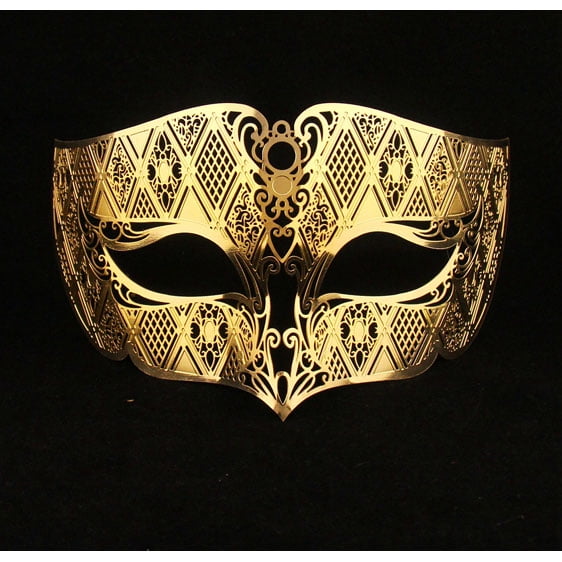 Gold Male Masquerade Masks Laser Cut Metal Mask For Men Walmart Com