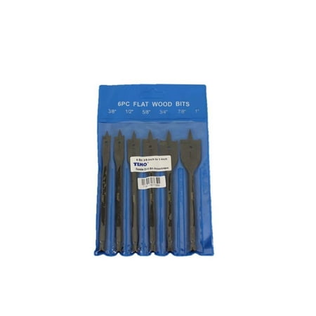 TEMO 6 piece Heavy Duty Spade Drill Bit Set 3/8 inch (9.5mm) to 1 inch