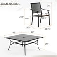 thumbnail image 7 of Sophia & William 9 Piece Outdoor Metal Patio Dining Set 60" Square Table and Chairs Furniture Set for 8, Black, 7 of 7