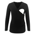 thumbnail image 1 of Jchiup Maternity Shirt Side Button and Ruched Long Sleeve Tunic Nursing Tops, 1 of 5