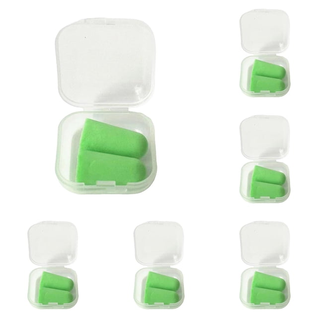 YWIYIUD 6Pack Reusable Ear Plugs 1inch, Soft Ear Plugs Foam Earplug with Plastic Storage Case, Ear Plugs for Sleeping, Traveling Portable Box Earplugs