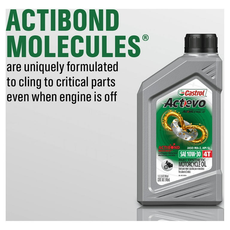 Castrol Actevo 4T 10W-40 Part Synthetic Motorcycle Oil, 1 Quart
