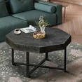 thumbnail image 2 of Toauuo 30'' Octagonal Vintage Patchwork Coffee Table - Farmhouse Wood Top with Cross Metal Legs, 2 of 14