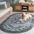 thumbnail image 3 of SAFAVIEH Tucson Jayla Oriental Machine Washable Area Rug, Dark Sage/Ivory, 5' x 8' Oval, 3 of 14