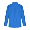 thumbnail image 6 of Kddylitq Summer Button Down Shirts for Women Cotton Linen Collared Tops Long Sleeve Gauze Blouses 2024 Casual Work Clothing Royal Blue 2XL, 6 of 7