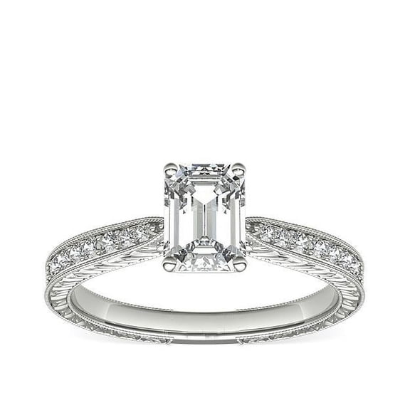 Diamond-Capitals IGI Certified 2.20 Ct Beautiful Emerald Cut Lab Grown Diamond Solitaire Engagement Ring for Women Solid 14K White Gold (E/VVS2) Size 7