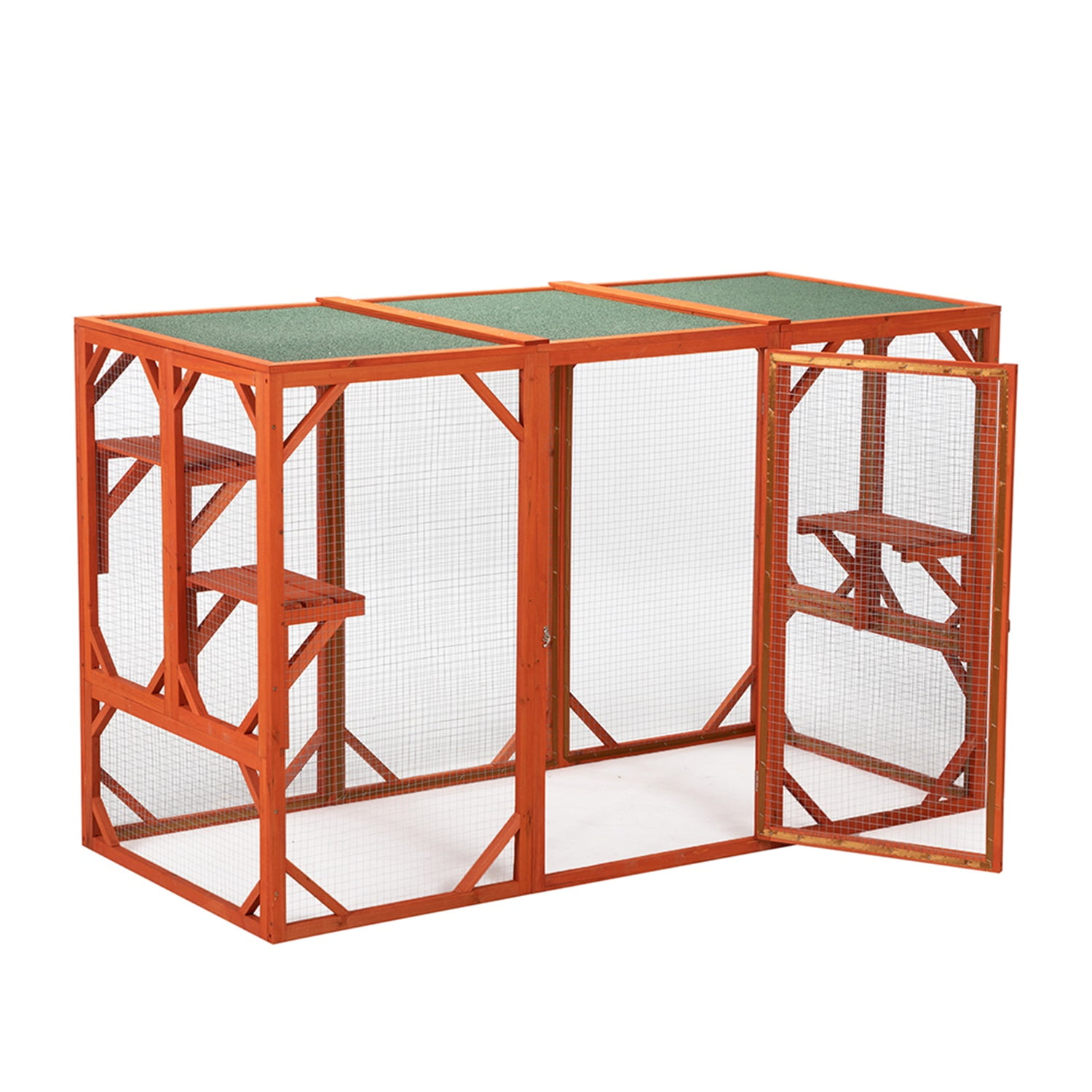 Pefilos 70" Pet Cages for Cats Kitty Enclosure with Door Rabbit Hutch, Cat House Cage with Platforms, Red Pefilos 70" Pet Cages for Cats Kitty Enclosure with Door Rabbit Hutch, Cat House Cage with Platforms, Red