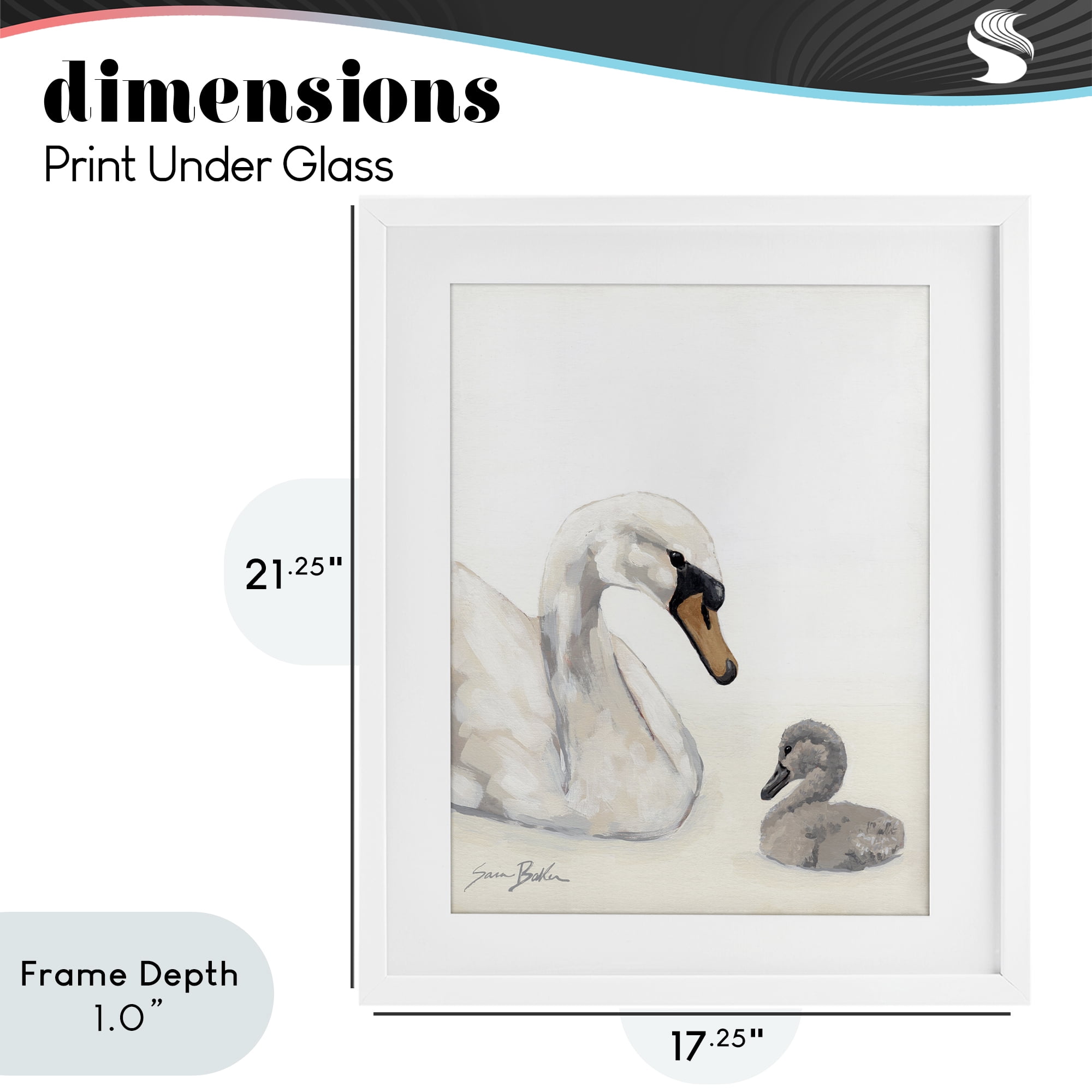 Stupell Industries Mother Swan & Cygnet White Framed Print Under Glass, design by Sara Baker