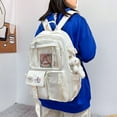 thumbnail image 5 of Cute Women Backpack Preppy Multi-Pocket Nylon Schoolbag Book Bags (Beige), 5 of 6