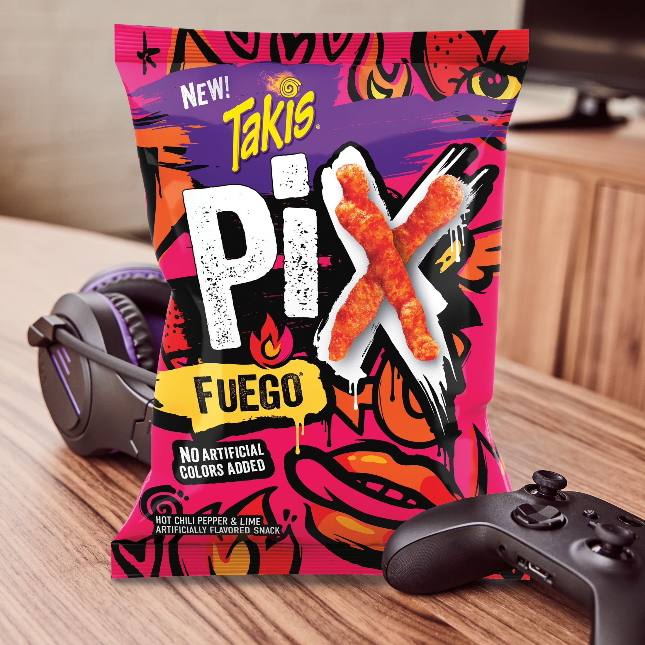 Takis Fuego Pix 8.5 oz Sharing Size Crunchy Corn Puff Bag, Hot Chili Pepper & Lime Snack